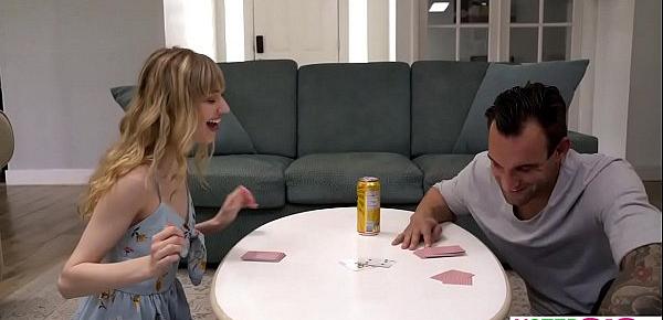  Tiny stepsister teen loses this card game big time